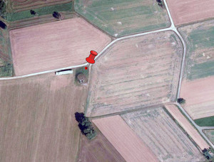 Luftbild mit Markierung für den GPS-Referenzpunkt auf der Loreley