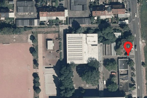 Luftbild mit Markierung für den GPS-Referenzpunkt in  Landau in der Pfalz